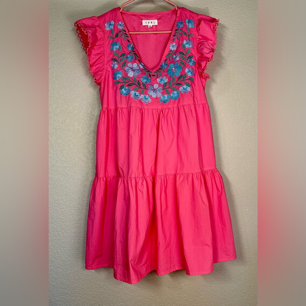 Pink Floral Embroidered Dress